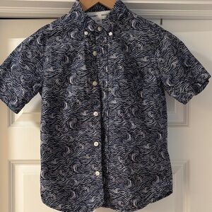 Navy Wave Pattern Boy’s Shirt